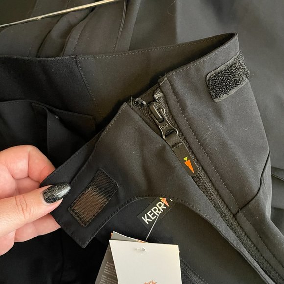 Kerrits Women L Black Cascade Waterproof Pants Pockets Full Leg Zip Equestrian - Picture 11 of 16